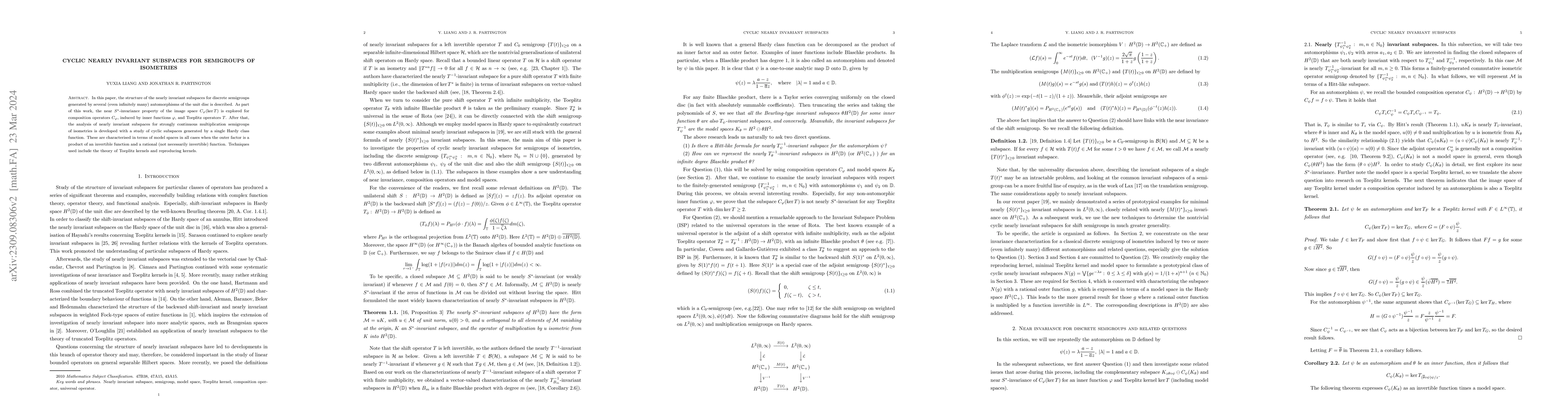Thumbnail for Cyclic nearly invariant subspaces for semigroups of isometries