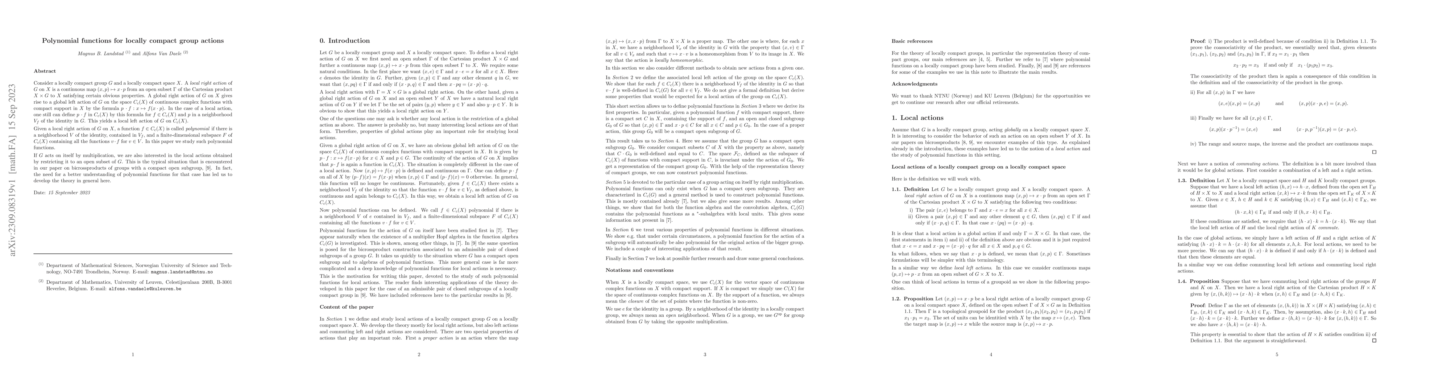 Thumbnail for Polynomial functions for locally compact group actions