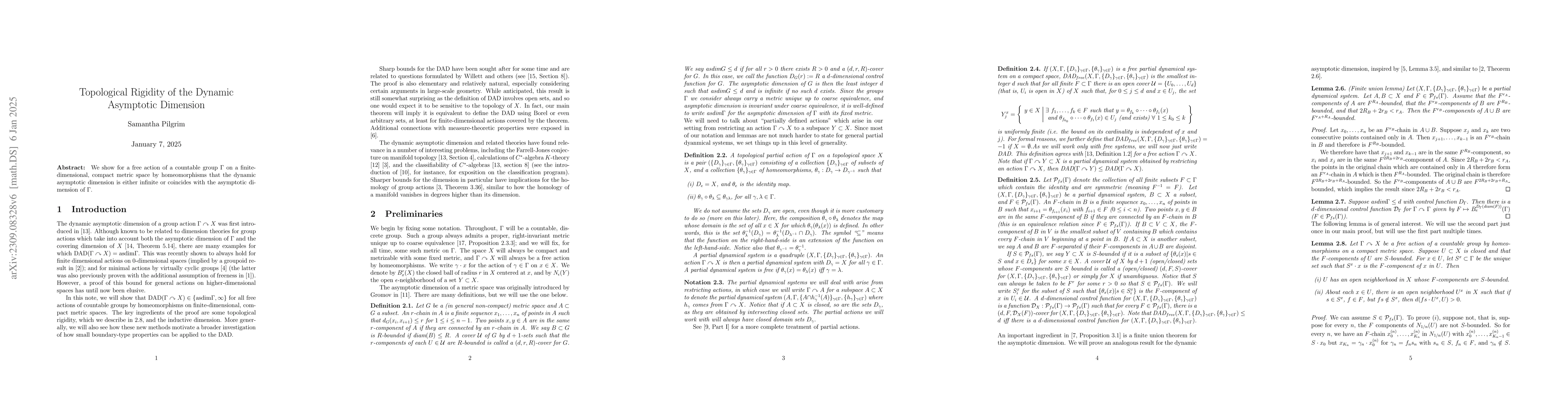 Thumbnail for Topological Rigidity of the Dynamic Asymptotic Dimension