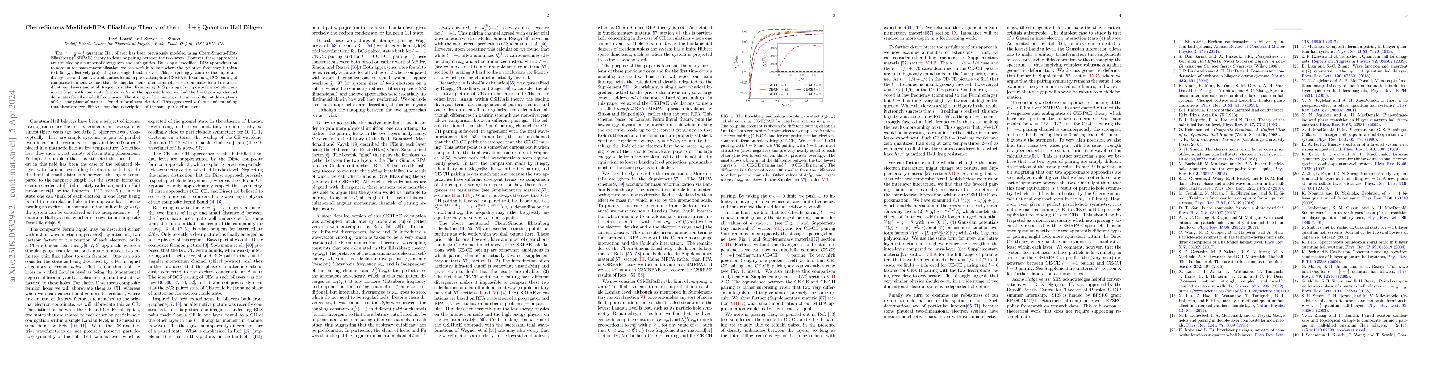 Thumbnail for Chern-Simons Modified-RPA Eliashberg Theory of the nu=1/2+1/2 Quantum
  Hall Bilayer