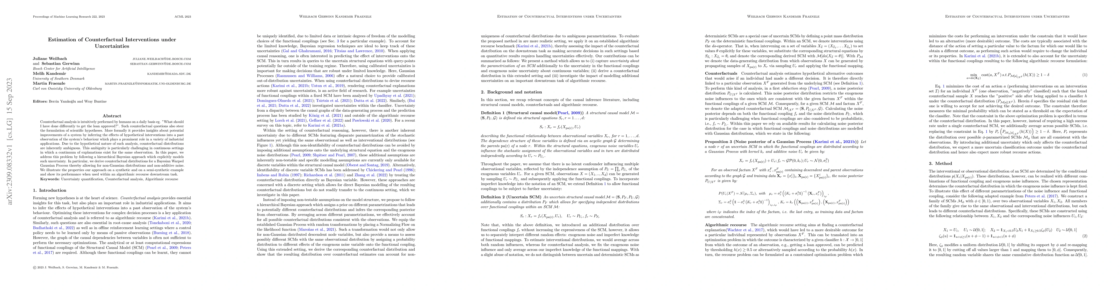 Thumbnail for Estimation of Counterfactual Interventions under Uncertainties