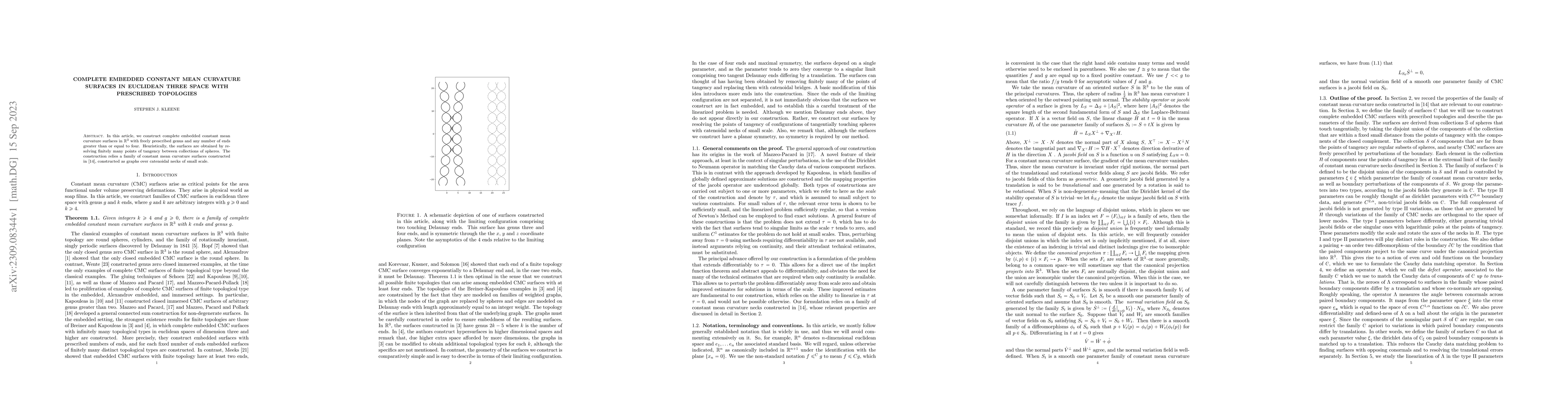 Thumbnail for Constant Mean Curvature surfaces with prescribed finite topologies