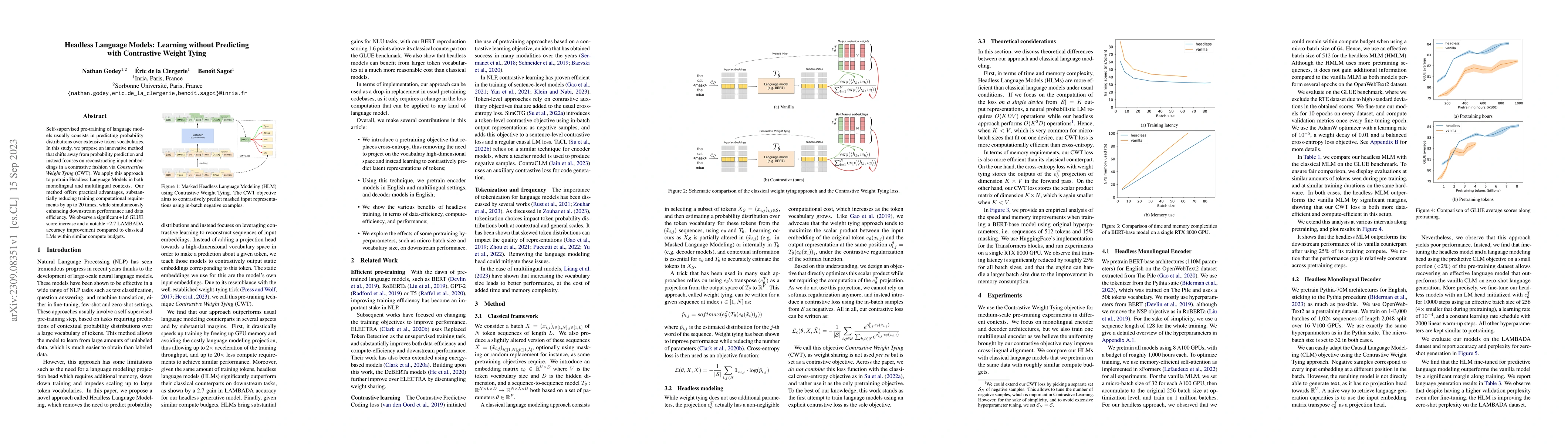 Thumbnail for Headless Language Models: Learning without Predicting with Contrastive
  Weight Tying