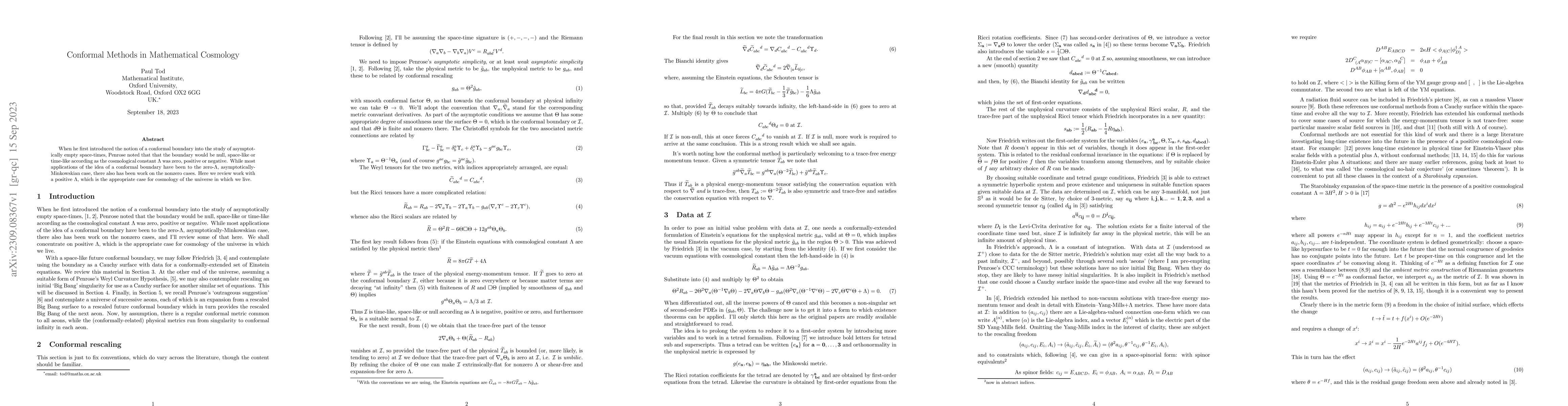Thumbnail for Conformal Methods in Mathematical Cosmology