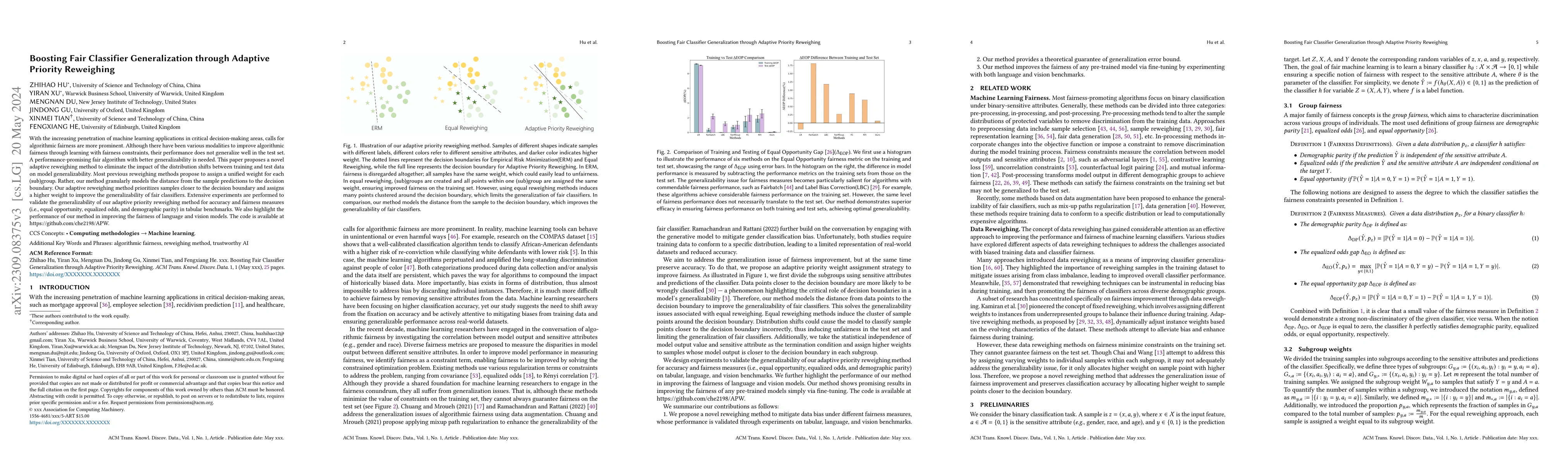 Thumbnail for Boosting Fair Classifier Generalization through Adaptive Priority
  Reweighing