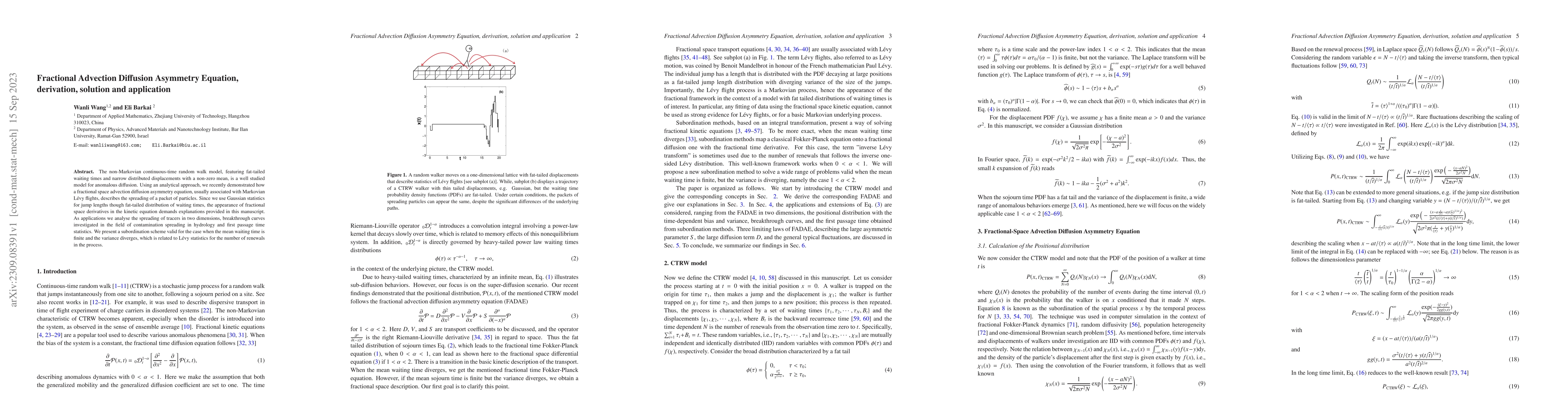 Thumbnail for Fractional Advection Diffusion Asymmetry Equation, derivation, solution
  and application