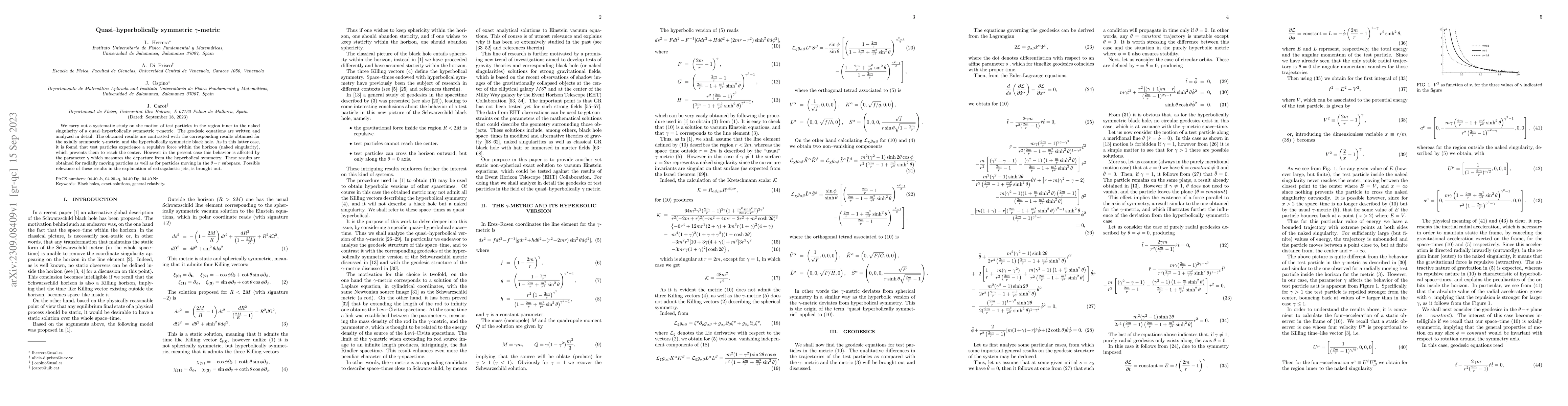 Thumbnail for Quasi--hyperbolically symmetric $\gamma$-metric