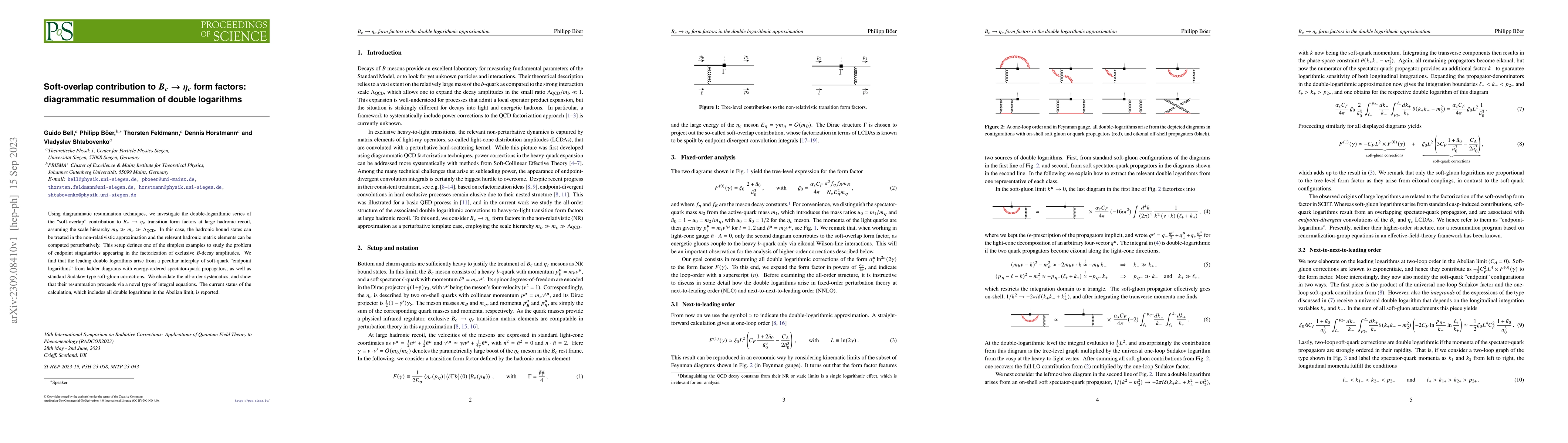 Thumbnail for Soft-overlap contribution to $B_c \to \eta_c$ form factors: diagrammatic
  resummation of double logarithms