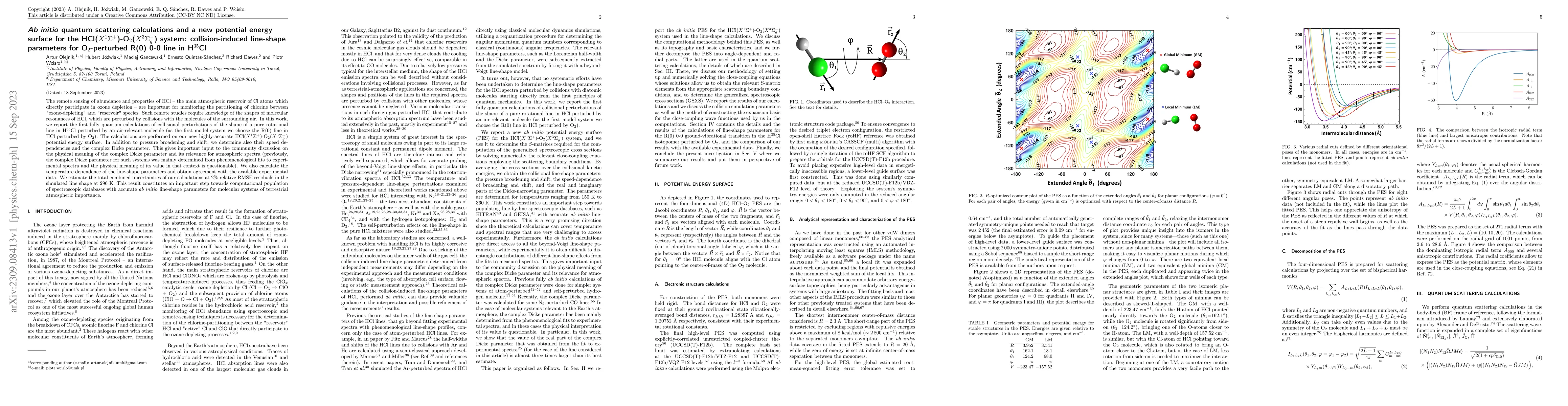 Thumbnail for Ab initio quantum scattering calculations and a new potential energy
  surface for the HCl($X^1\Sigma^+$)-O$_{2}$($X^3\Sigma^-_g$) system:
  collision-induced line-shape parameters for O$_{2}$-perturbed R(0) 0-0 line
  in H$^{35}$Cl