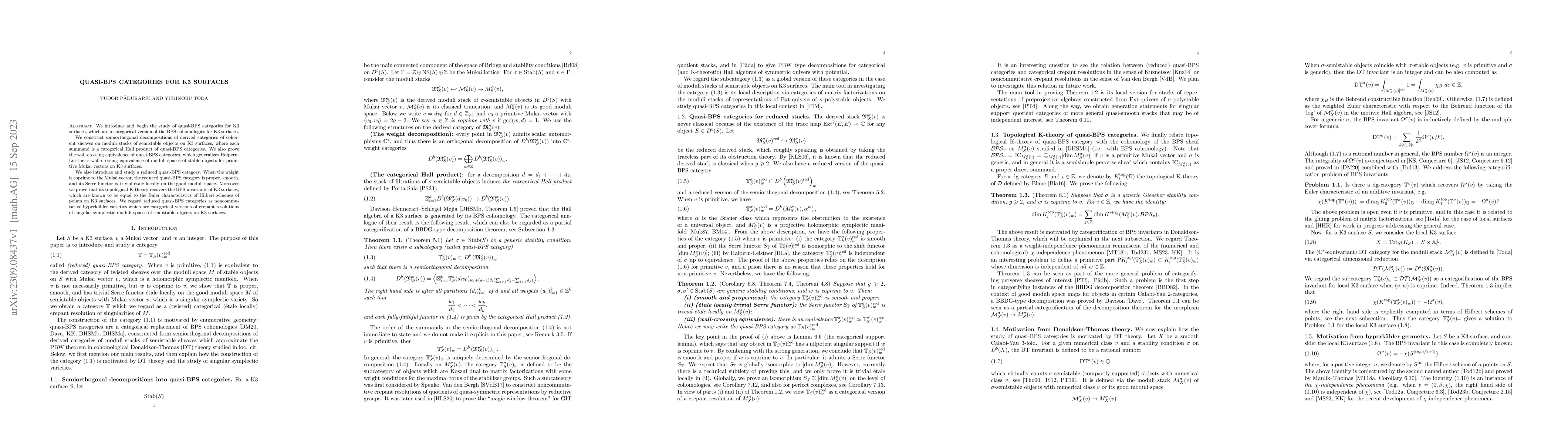 Thumbnail for Quasi-BPS categories for K3 surfaces