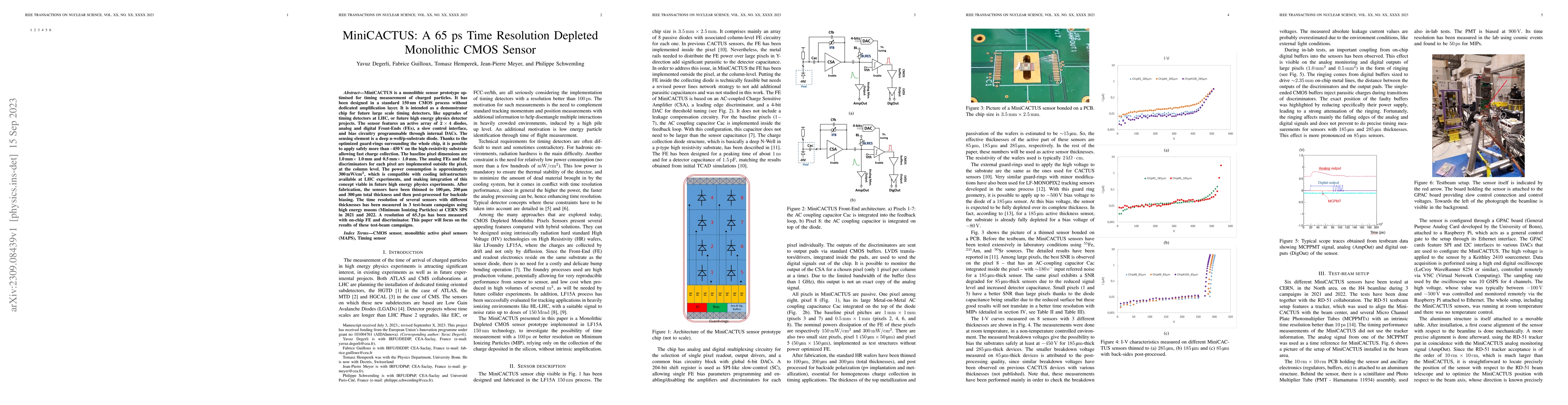 Thumbnail for MiniCACTUS: A 65 ps Time Resolution Depleted Monolithic CMOS Sensor