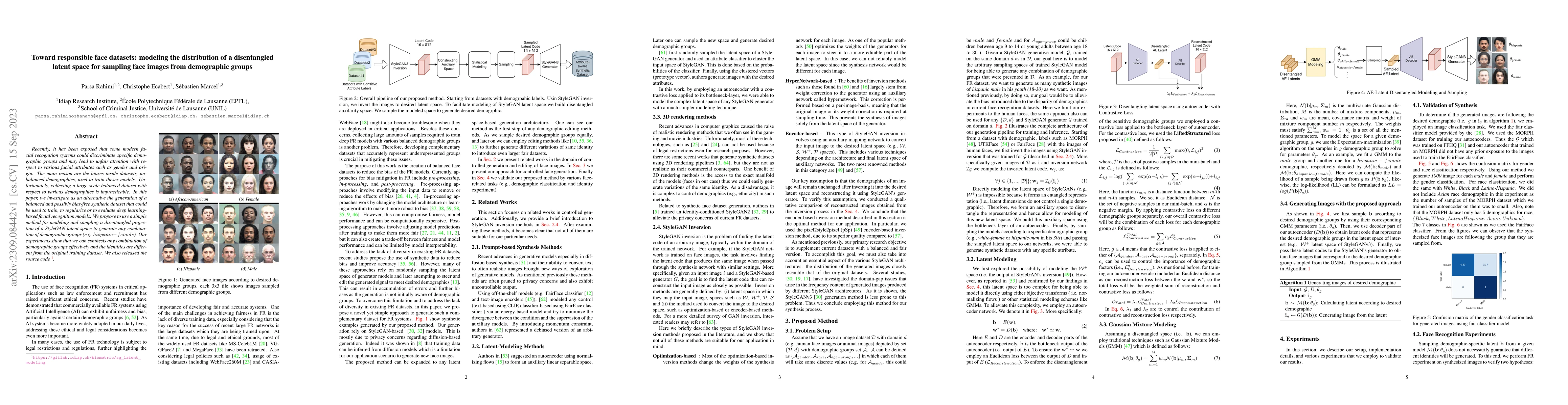 Thumbnail for Toward responsible face datasets: modeling the distribution of a
  disentangled latent space for sampling face images from demographic groups