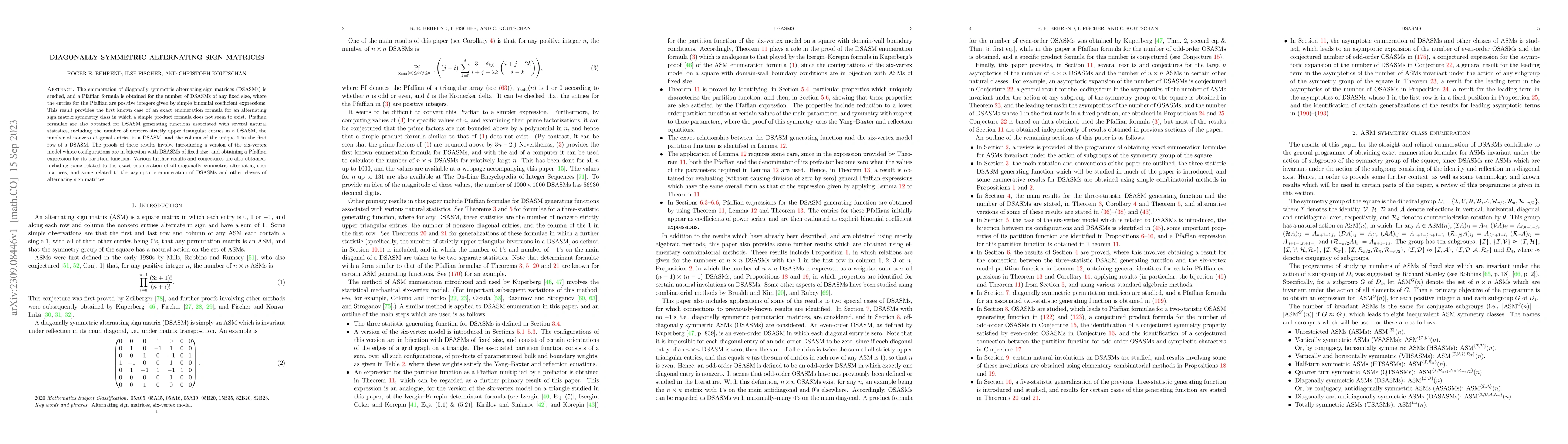 Thumbnail for Diagonally symmetric alternating sign matrices