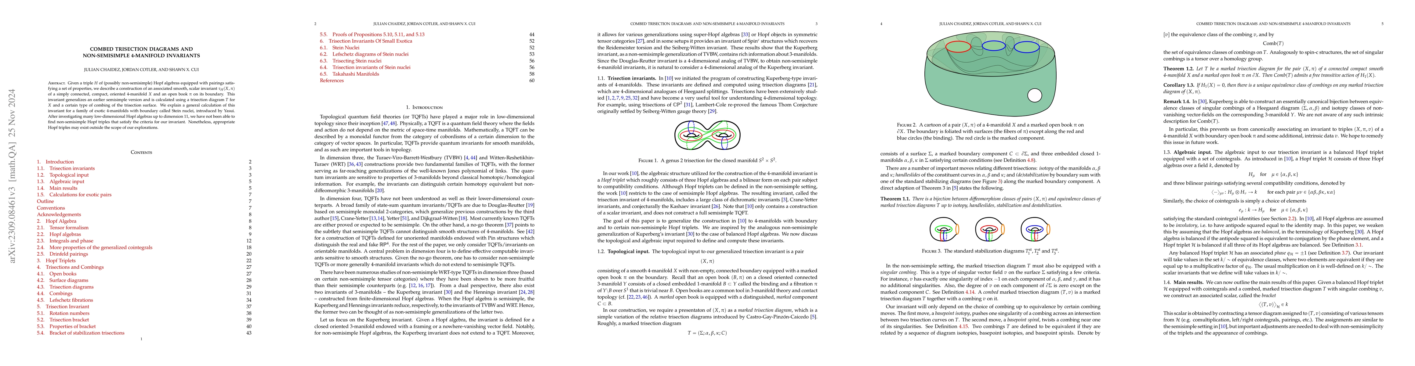 Thumbnail for Combed Trisection Diagrams and Non-Semisimple 4-Manifold Invariants