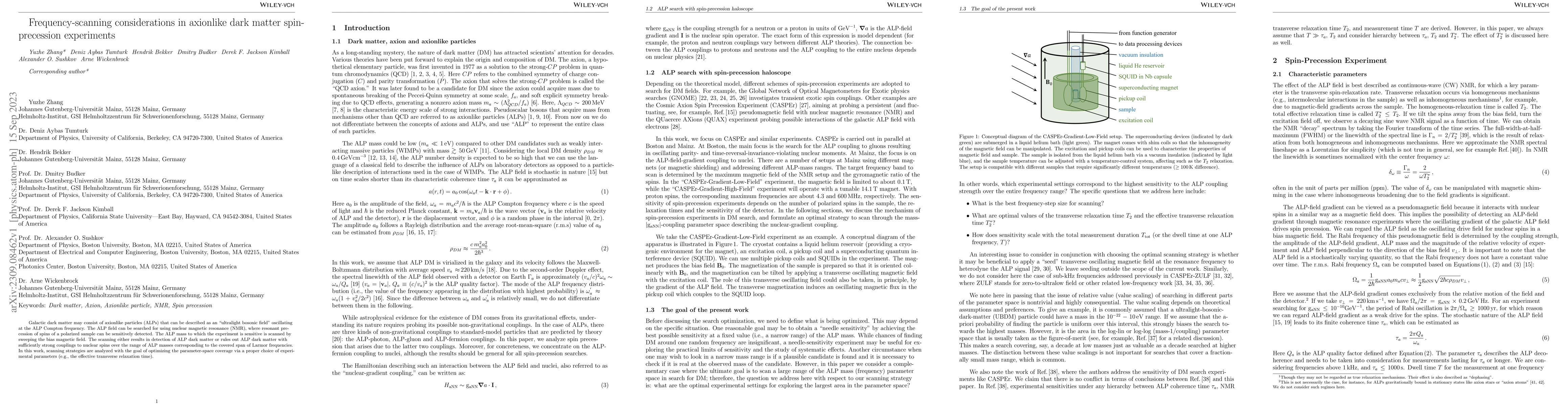 Thumbnail for Frequency-scanning considerations in axionlike dark matter
  spin-precession experiments