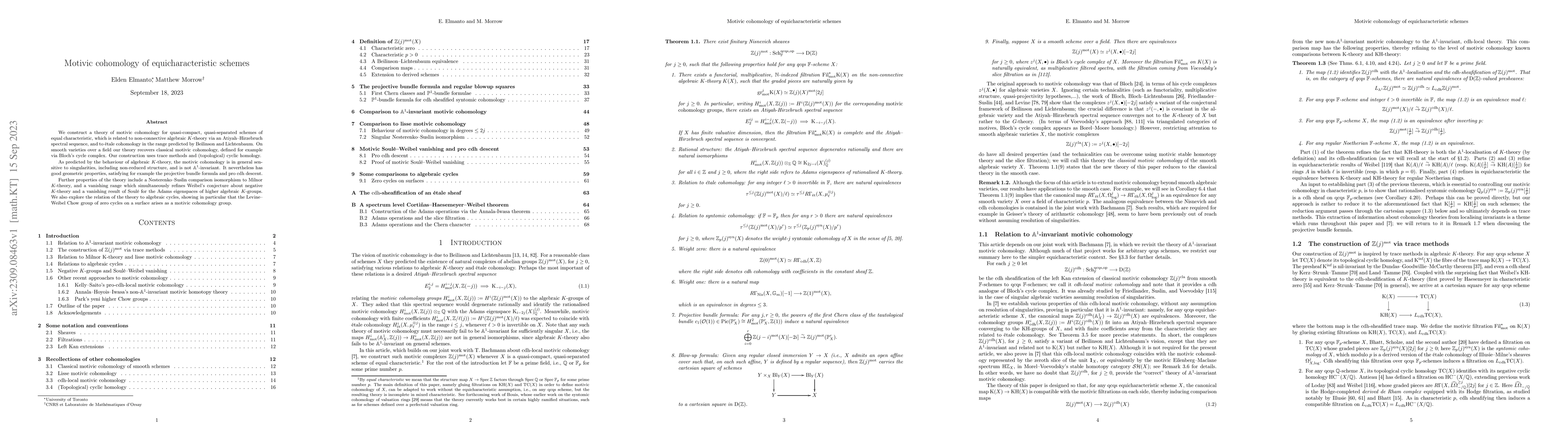 Thumbnail for Motivic cohomology of equicharacteristic schemes