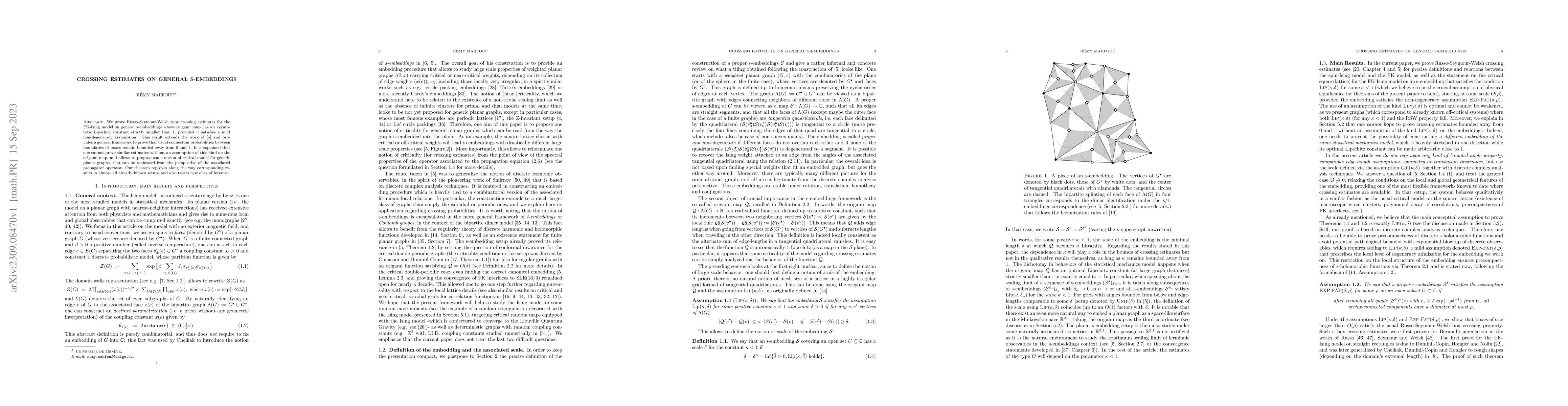 Thumbnail for Crossing estimates on general s-embeddings