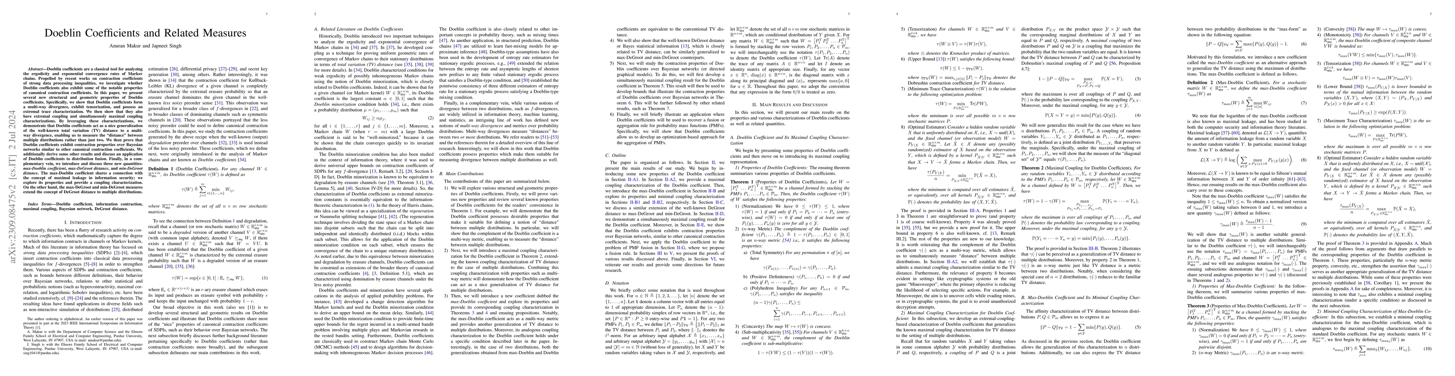 Thumbnail for Doeblin Coefficients and Related Measures