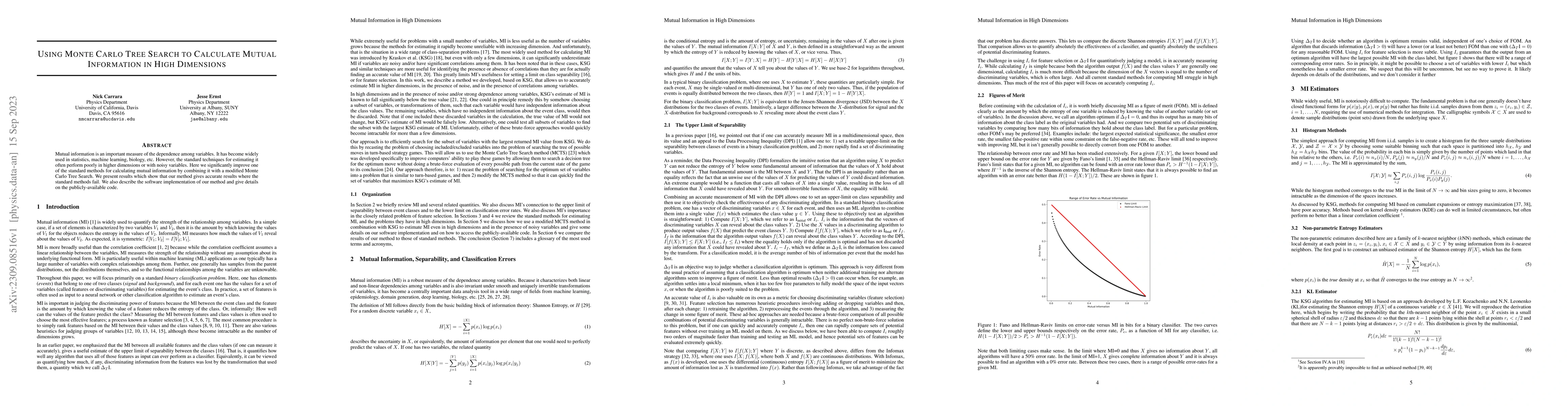 Thumbnail for Using Monte Carlo Tree Search to Calculate Mutual Information in High
  Dimensions