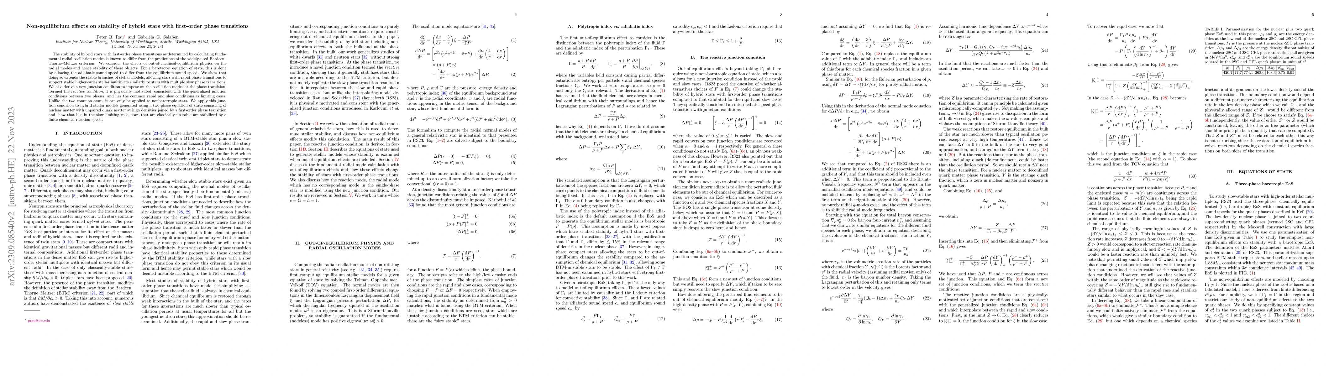Thumbnail for Non-equilibrium effects on stability of hybrid stars with first-order
  phase transitions