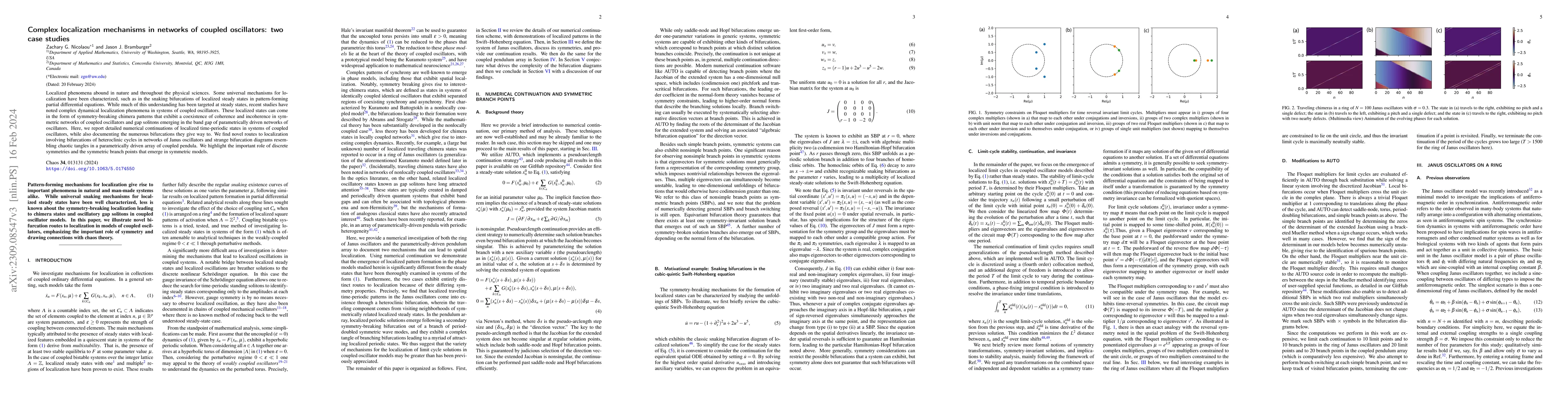 Thumbnail for Complex localization mechanisms in networks of coupled oscillators: two
  case studies