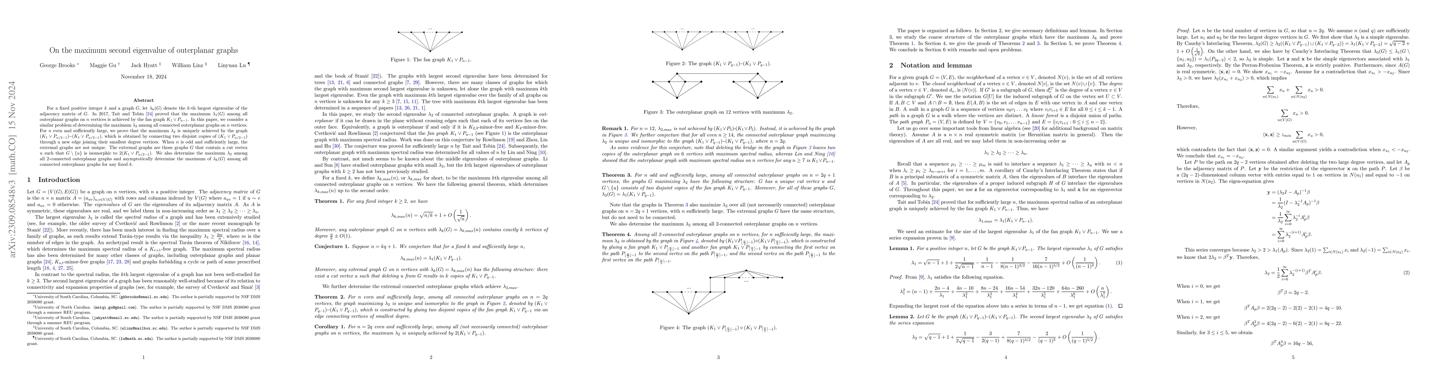 Thumbnail for On the maximum second eigenvalue of outerplanar graphs