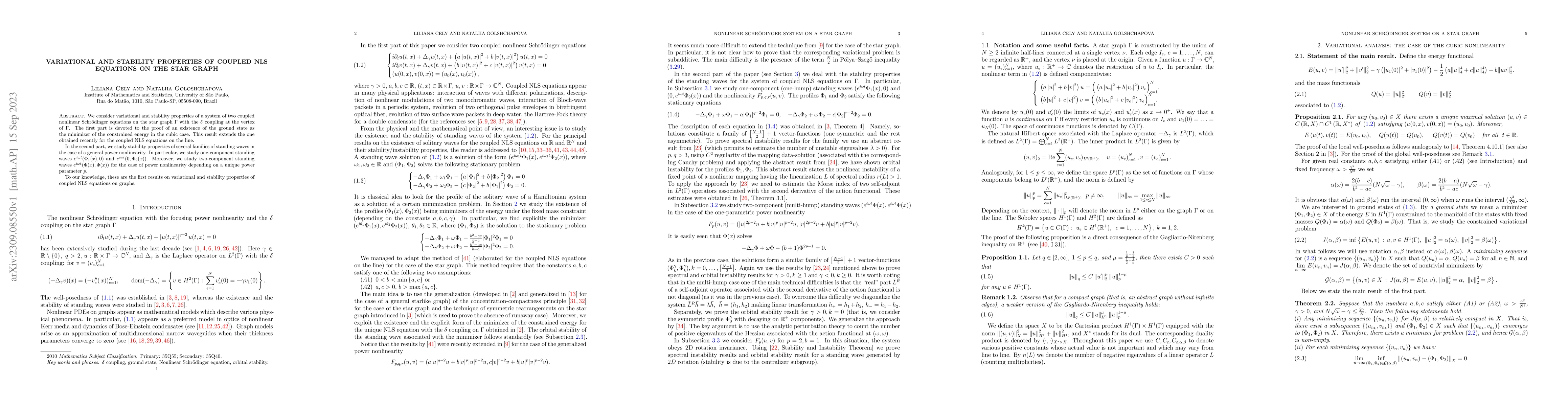 Thumbnail for Variational and stability properties of coupled NLS equations on the
  star graph