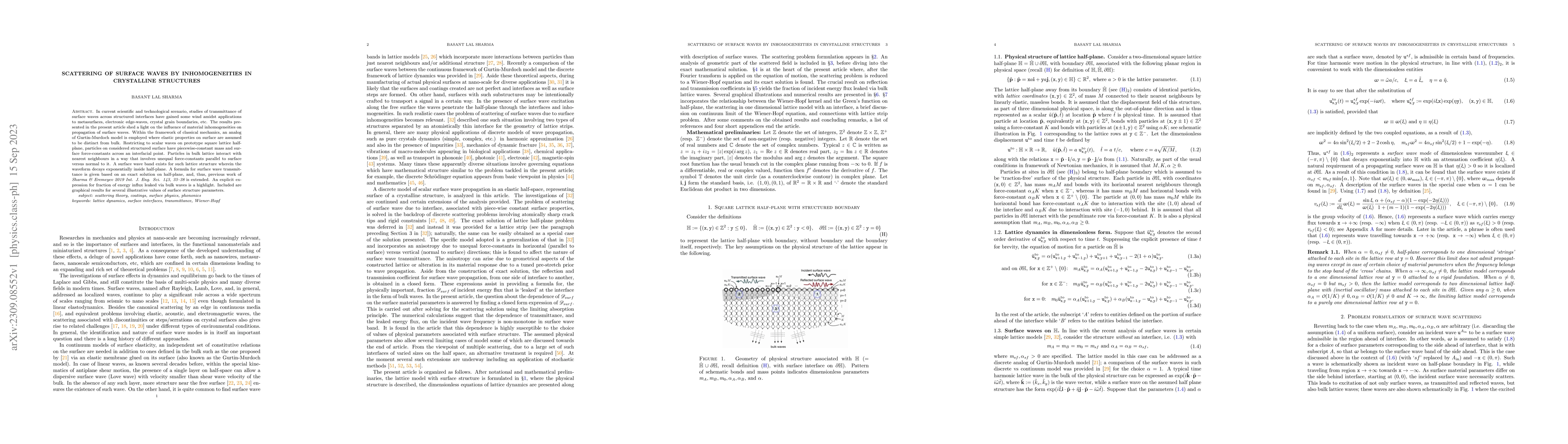 Thumbnail for Scattering of surface waves by inhomogeneities in crystalline structures
