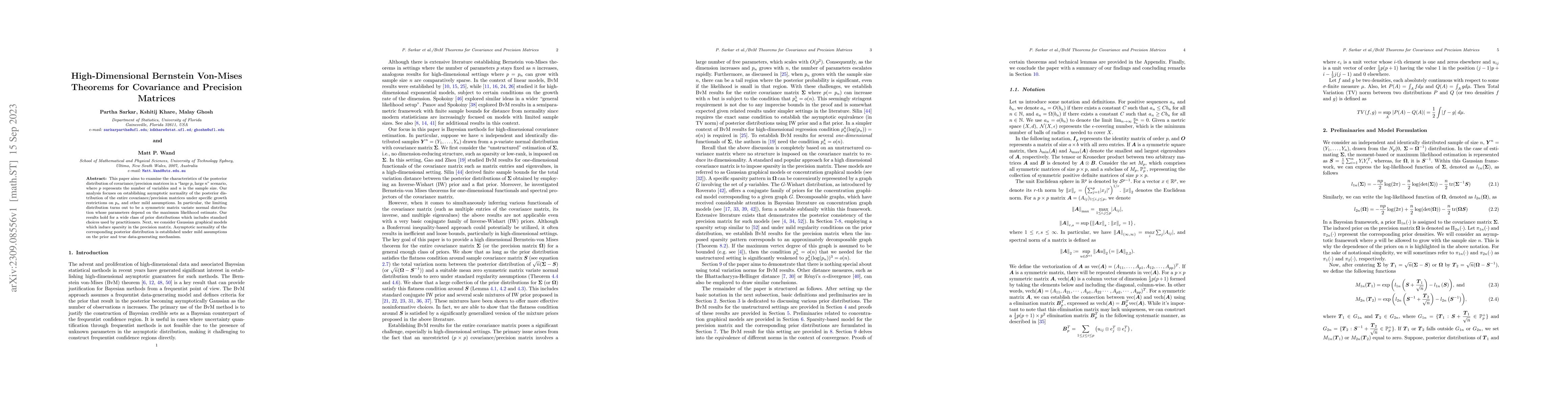 Thumbnail for High-Dimensional Bernstein Von-Mises Theorems for Covariance and
  Precision Matrices