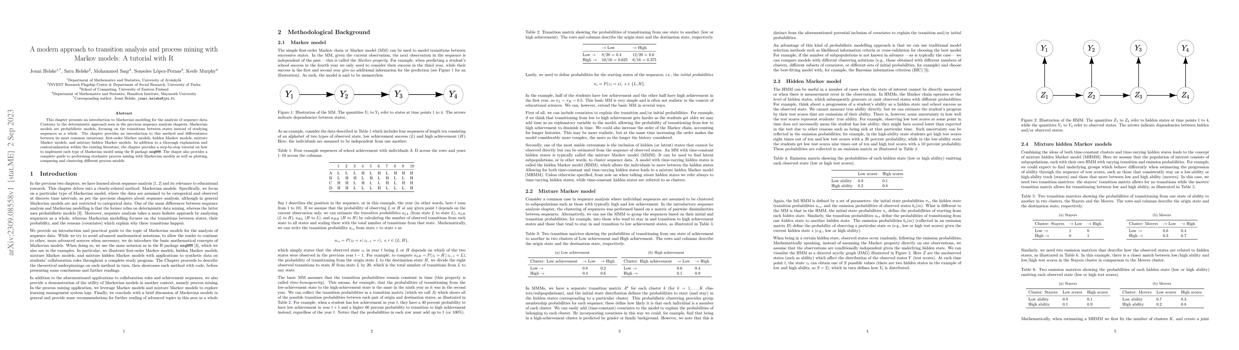 Thumbnail for A modern approach to transition analysis and process mining with Markov
  models: A tutorial with R