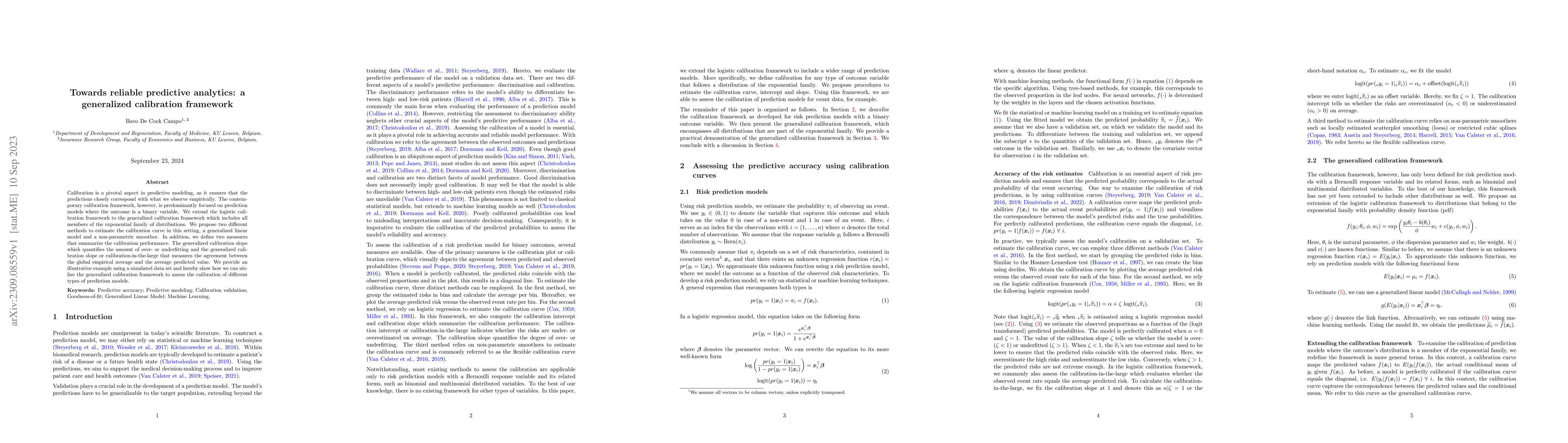 Thumbnail for Towards reliable predictive analytics: a generalized calibration
  framework