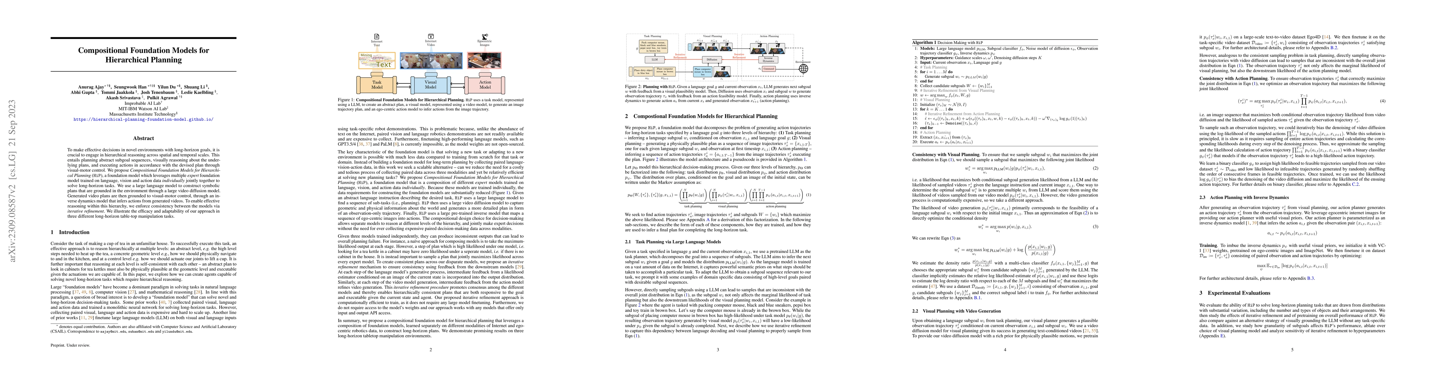 Thumbnail for Compositional Foundation Models for Hierarchical Planning