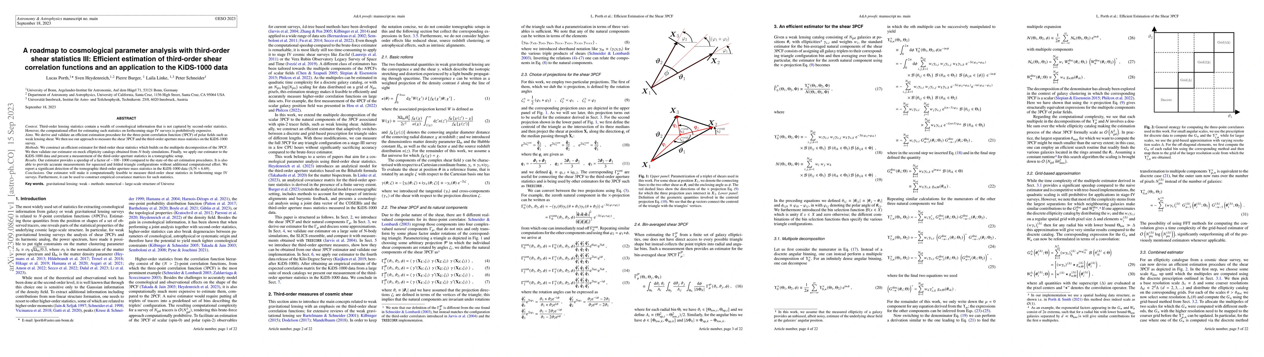 Thumbnail for A roadmap to cosmological parameter analysis with third-order shear
  statistics III: Efficient estimation of third-order shear correlation
  functions and an application to the KiDS-1000 data
