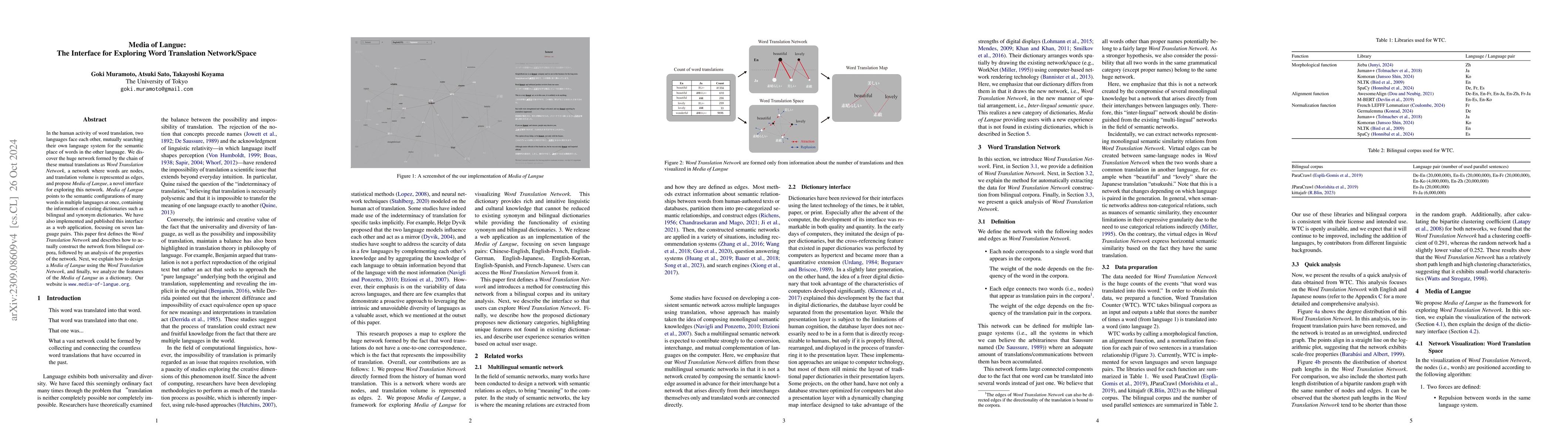 Thumbnail for Media of Langue: The dictionary that visualizes Inter-Lingual Semantic
  Network/Space