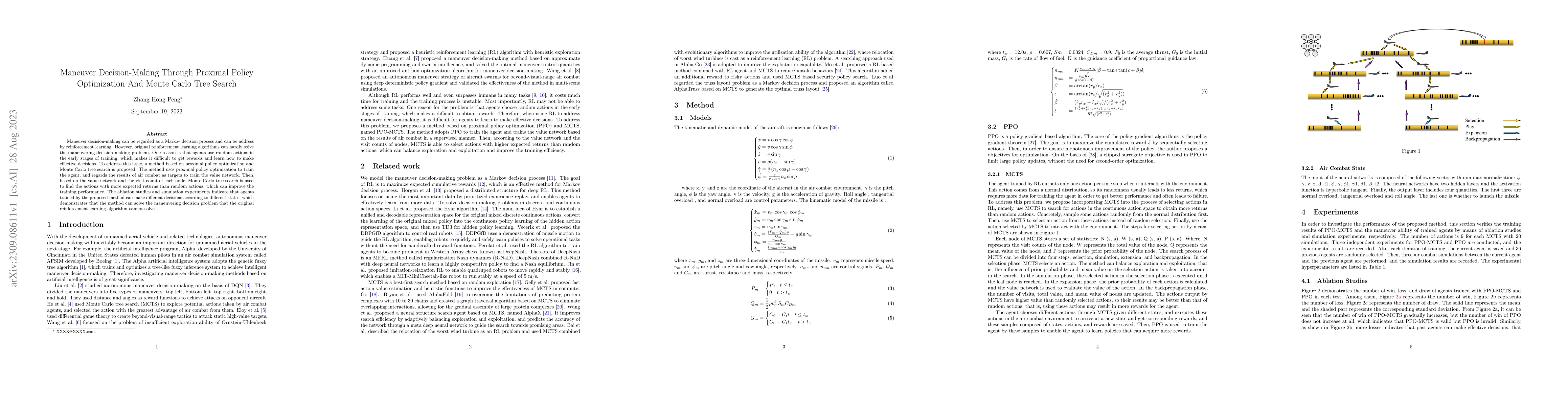 Thumbnail for Maneuver Decision-Making Through Proximal Policy Optimization And Monte
  Carlo Tree Search