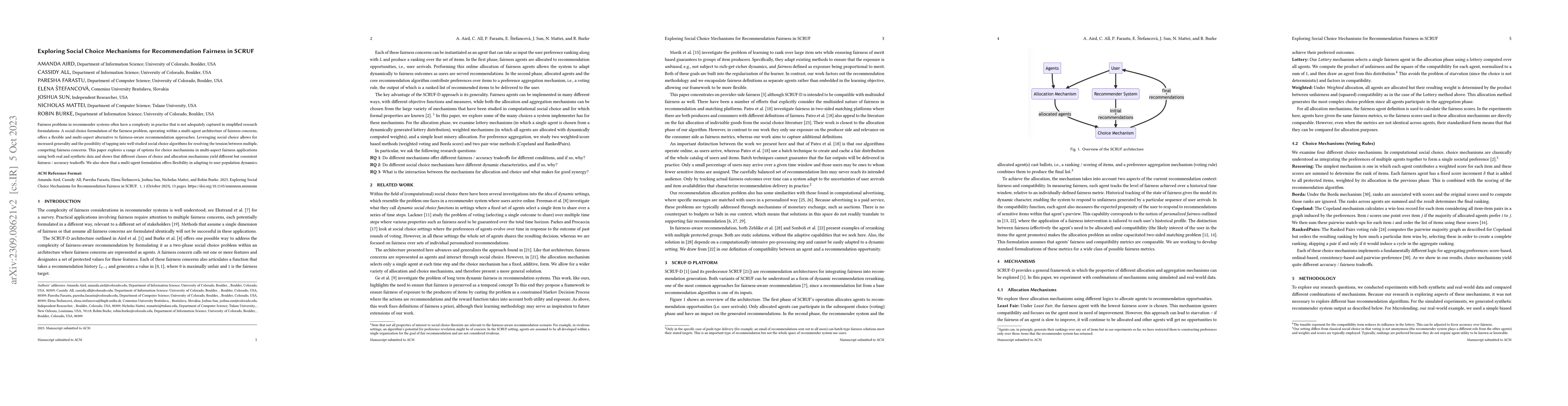 Thumbnail for Exploring Social Choice Mechanisms for Recommendation Fairness in SCRUF