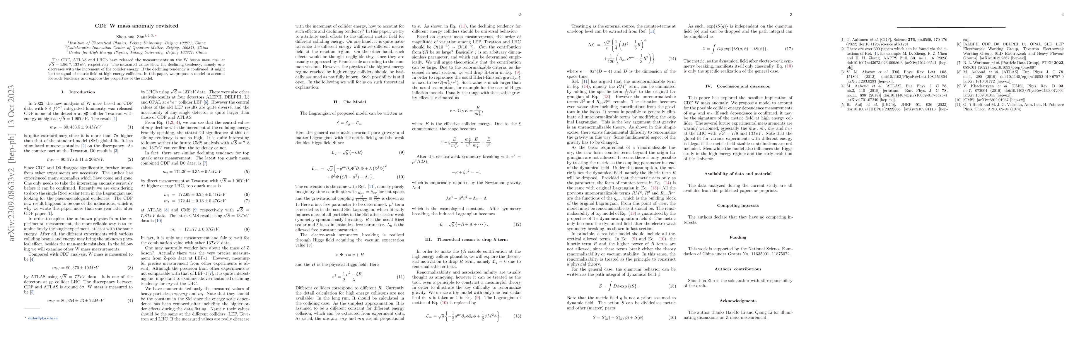 Thumbnail for CDF W mass anomaly revisited