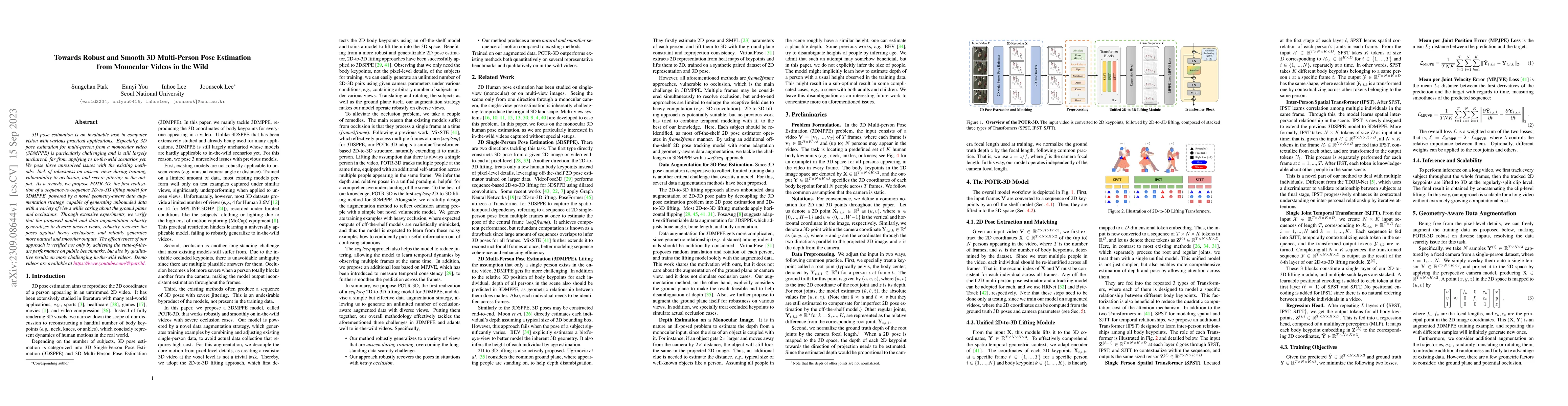 Thumbnail for Towards Robust and Smooth 3D Multi-Person Pose Estimation from Monocular
  Videos in the Wild