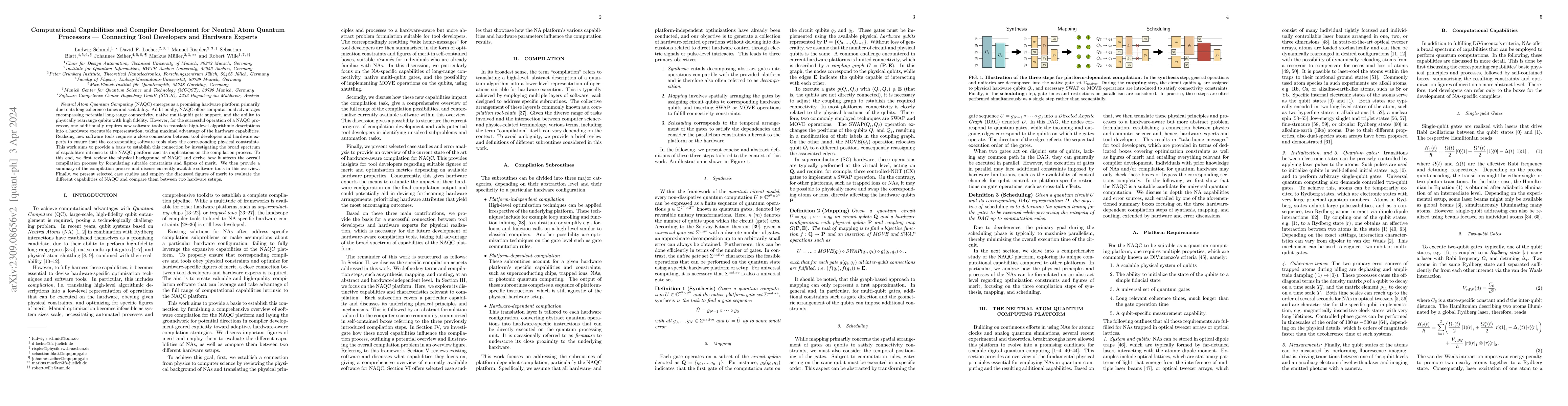 Thumbnail for Computational Capabilities and Compiler Development for Neutral Atom
  Quantum Processors: Connecting Tool Developers and Hardware Experts