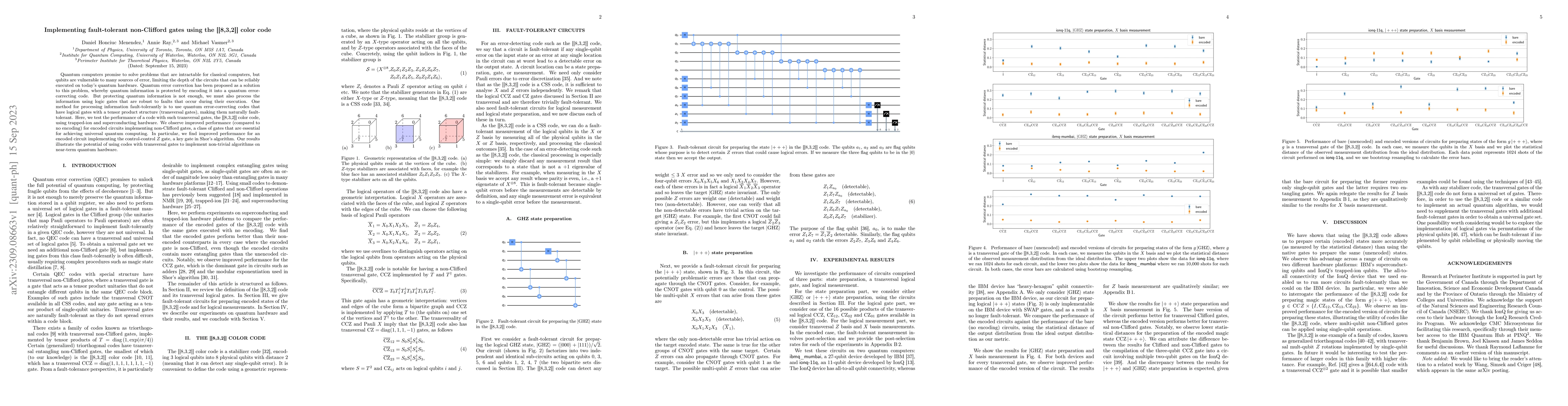 Thumbnail for Implementing fault-tolerant non-Clifford gates using the [[8,3,2]] color
  code
