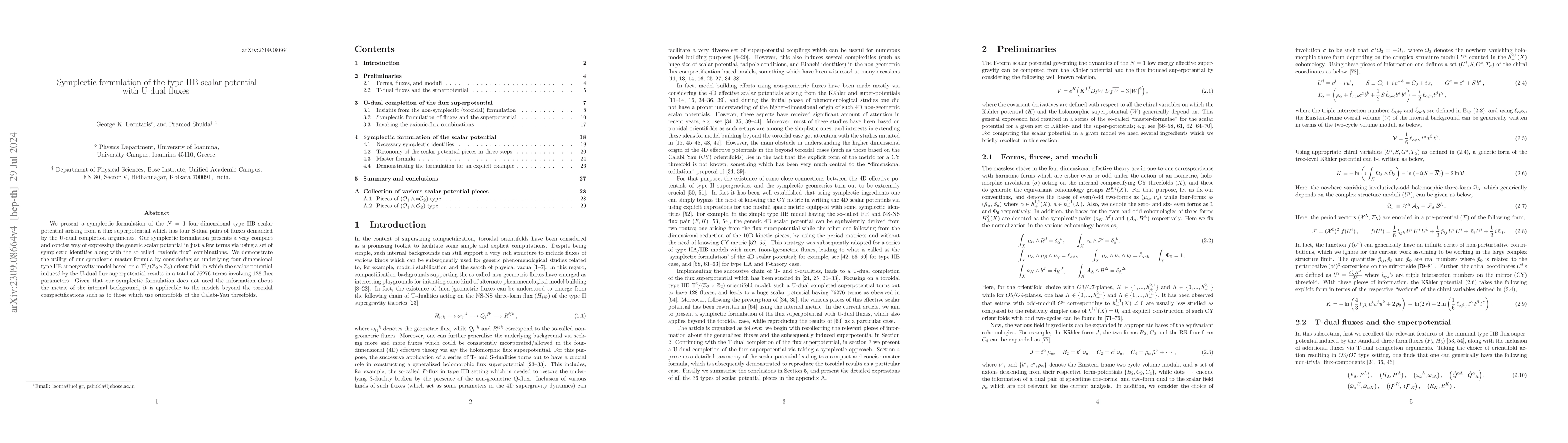 Thumbnail for Symplectic formulation of the type IIB scalar potential with U-dual
  fluxes