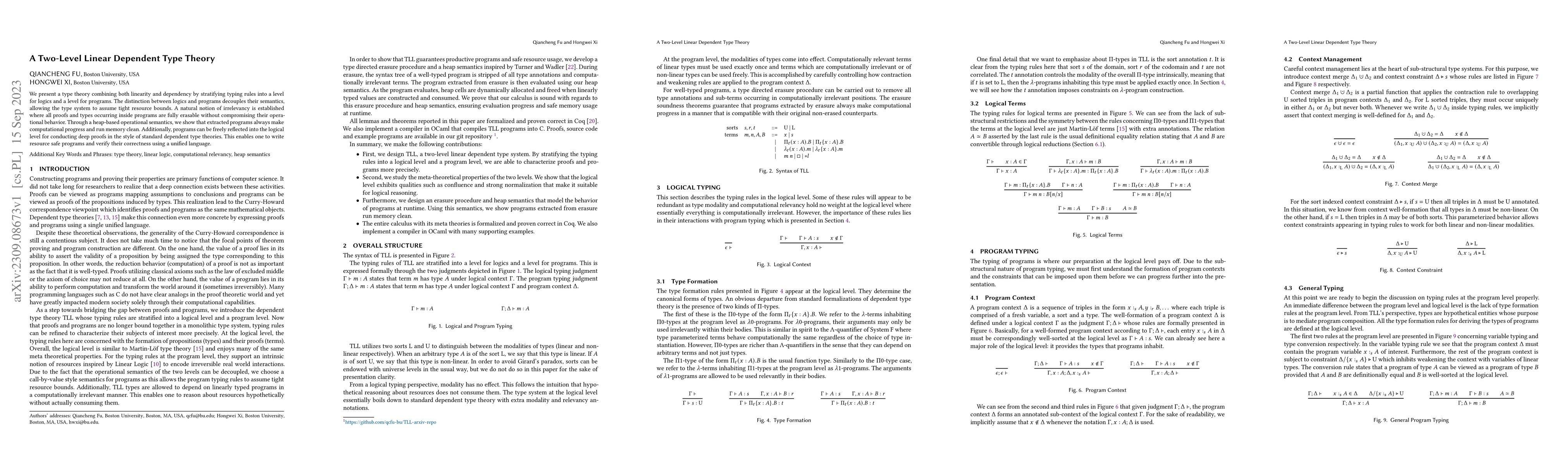 Thumbnail for A Two-Level Linear Dependent Type Theory