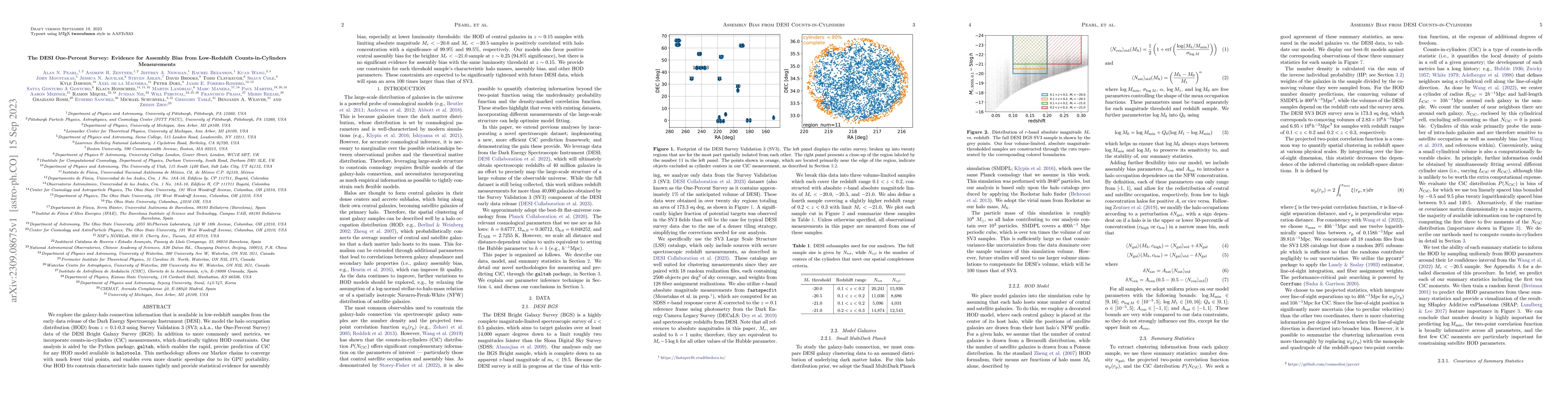 Thumbnail for The DESI One-Percent Survey: Evidence for Assembly Bias from
  Low-Redshift Counts-in-Cylinders Measurements