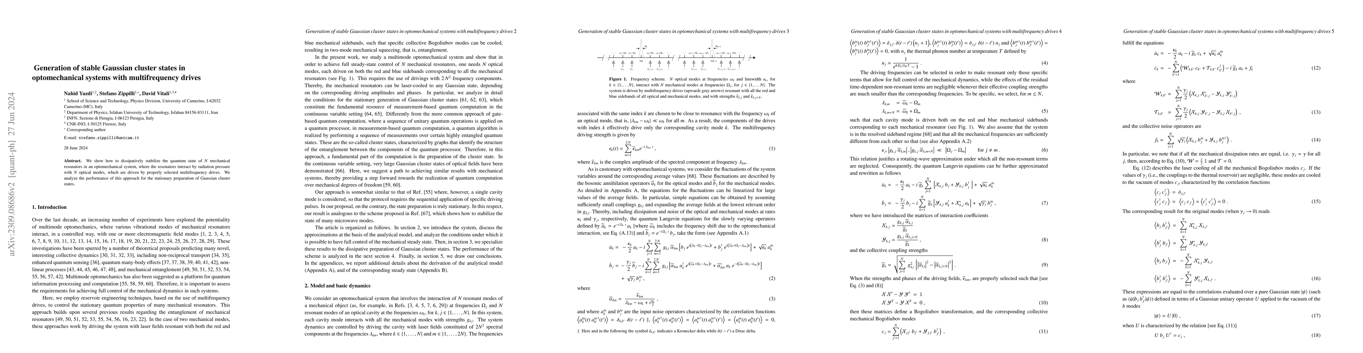 Thumbnail for Generation of stable Gaussian cluster states in optomechanical systems
  with multifrequency drives