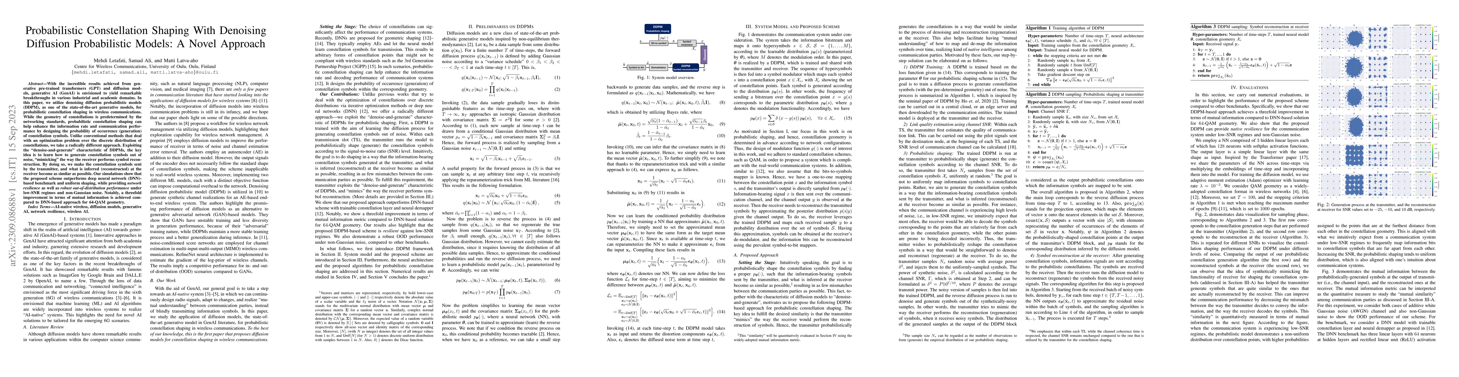 Thumbnail for Probabilistic Constellation Shaping With Denoising Diffusion
  Probabilistic Models: A Novel Approach