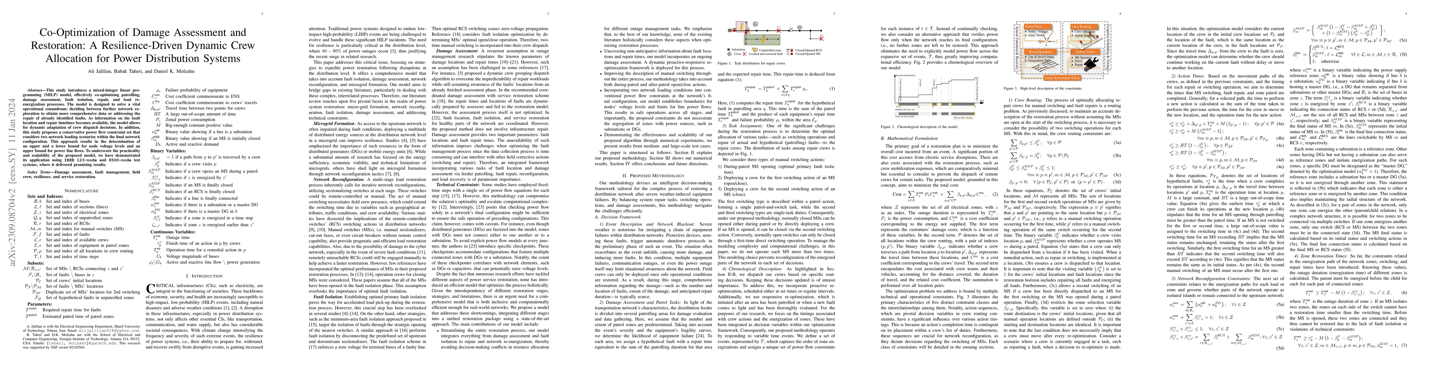 Thumbnail for Co-Optimization of Damage Assessment and Restoration: A
  Resilience-Driven Dynamic Crew Allocation for Power Distribution Systems