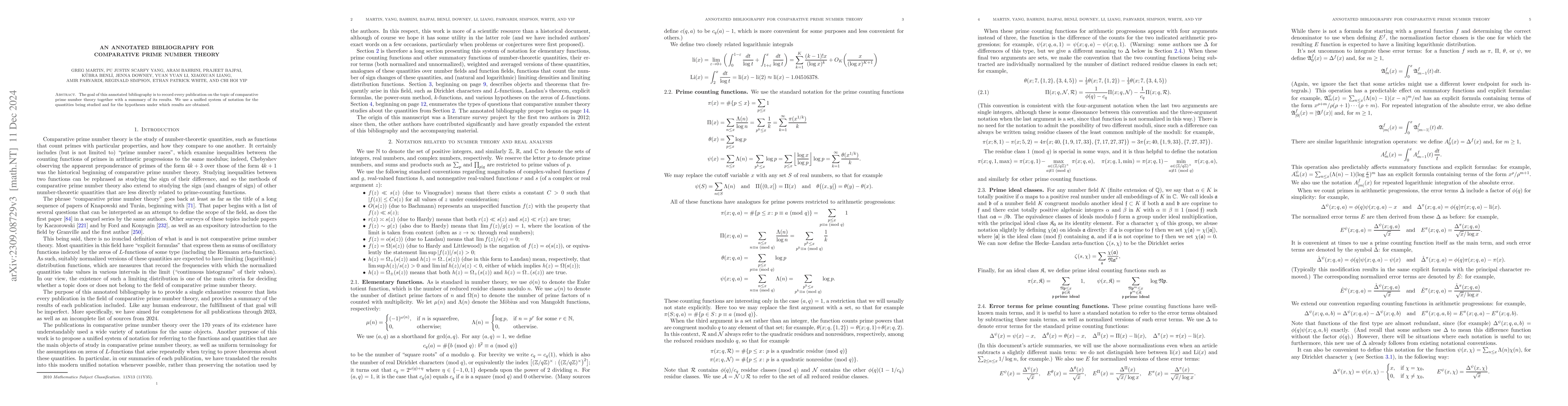 Thumbnail for An annotated bibliography for comparative prime number theory