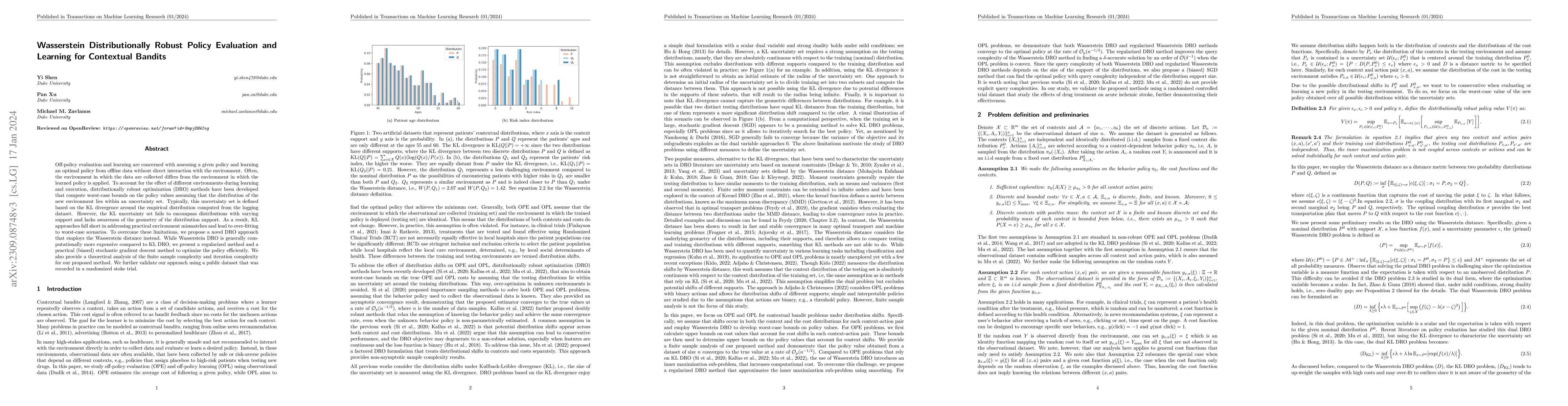 Thumbnail for Wasserstein Distributionally Robust Policy Evaluation and Learning for
  Contextual Bandits