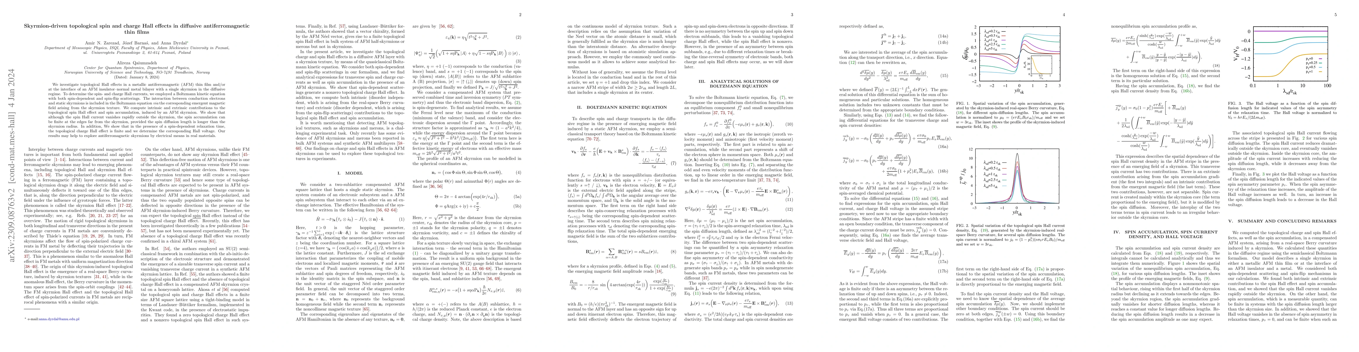 Thumbnail for Skyrmion-deriven topological spin and charge Hall effects in diffusive
  antiferromagnetic thin films