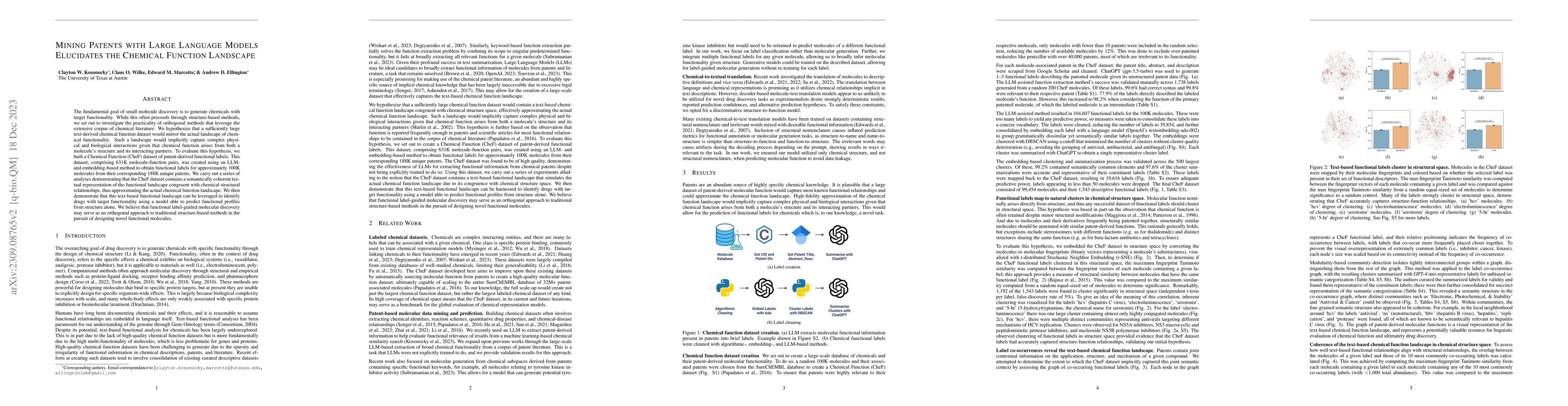 Thumbnail for Mining Patents with Large Language Models Elucidates the Chemical
  Function Landscape